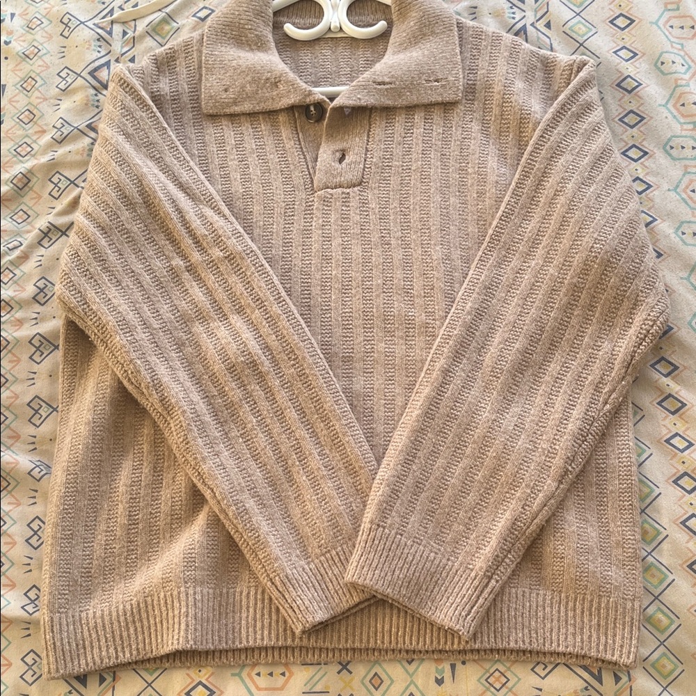 Zara Men's Tan Ribbed Sweater